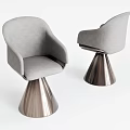 Stylish Modern Gray Upholstered Dining Chairs With Metal Cone Shaped Legs