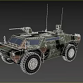 Military Armored Vehicle With Camouflage Paint Weapon Mount And Cross Insignia