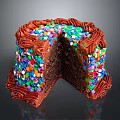 Delicious Chocolate Cake With Rich Chocolate Frosting And Colorful Sprinkles Sliced