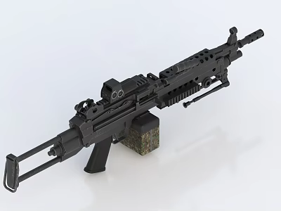 Black Modern Military Style Tactical Rifle with Scope Magazine and Adjustable Stock 3d model