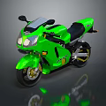 Green Modern Sporty Motorcycle with Sleek Aerodynamic Design and Black Seat