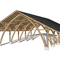 New Chinese style gallery rest pavilion 3d model