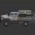 Silver Gray Heavy Duty Utility Truck With Roof Warning Stripes And Side Logos
