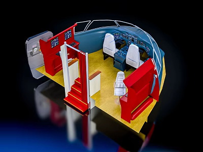 Commercial Aviation Equipment Detailed Cockpit Simulator Interior With Controls Seats And Dashboard 3d model