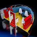 Commercial Aviation Equipment Detailed Cockpit Simulator Interior With Controls Seats And Dashboard