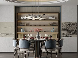 New Chinese Restaurant Dining Table Chair 3d model