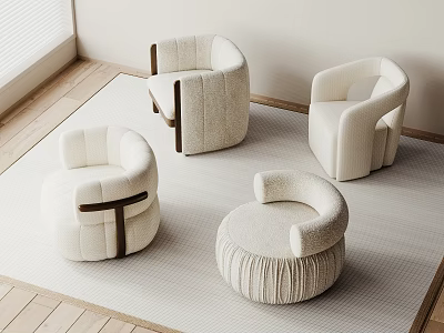 Modern Single Sofa Fabric Single Sofa 3d model