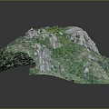 Detailed Mountainous Terrain 3D Model Featuring Green Vegetation And Rocky Formations
