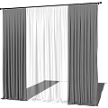 Layered Gray And White Curtains For Modern Home Interior Decoration 3d model