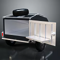 Utility Trailer With Open Side Door Metal Construction And Tire On Top