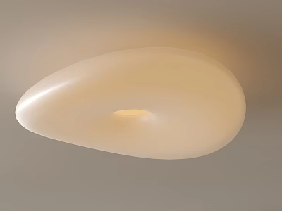 Modern Cream White Ceiling Light with Irregular Smooth Surface and Central Glow 3d model