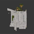 Modern Stone Architecture With Palm Trees On Top And Interior Room Design