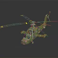 Yellow Military Helicopter Model With Rotor Blades Cockpit And Detailed Design