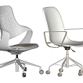 Modern Office Chairs With Perforated Backrest And Armrests On Caster Wheels 3d model