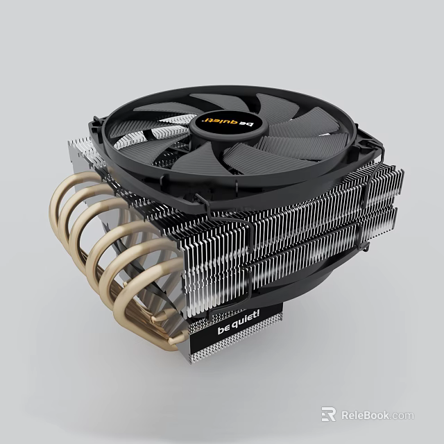 Computer CPU Cooler with Fan Heatsink Fins and Copper Tubes 3d model 