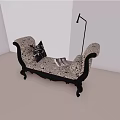 Classic Sofa Bench With Black And White Pattern Black Pillow Books And Floor Lamp
