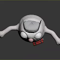 White Furry Cartoon Character Creature With Red Hat Red Box Belt And Outstretched Arms