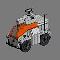 Orange And White Toy Vehicle Model With Top Equipment And Wheels
