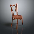 Wooden Leisure Chair With Curved Backrest Round Seat Slender Legs And Classic Design