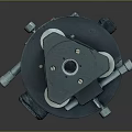 Industrial Mechanical Equipment With Orange And Gray Design Featuring Wheels And Bolts