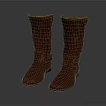 Brown Leather Mid Calf Boots With Black Soles And Stitched Details