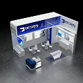 BESRIN Exhibition Booth Featuring City Skyline Backdrop Negotiation Tables Chairs And Display Screens
