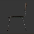 Vintage Leisure Chair With Wooden Seat Backrest And Rustic Metal Legs