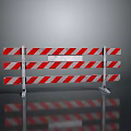 Reflective Red And White Barrier Against Gray Background With Ground Reflection 3d model