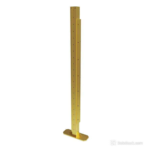 Golden Vertical Metal Column With Multiple Holes For Support Structure 3d model 