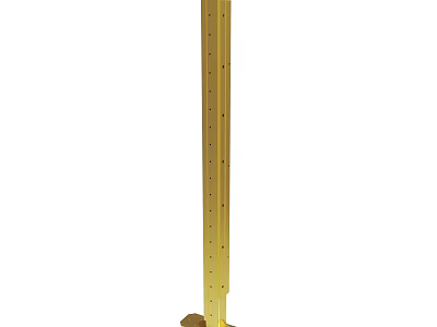 Golden Vertical Metal Column With Multiple Holes For Support Structure 3d model