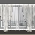 Elegant White Curtains With Sheer Layers For Modern Window Room Decor 3d model