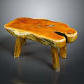 Natural Wood Rustic Stool Featuring Irregular Shape And Four Solid Wooden Legs 3d model
