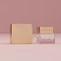 Elegant Golden Square Ceramic Vessels With Transparent Container On Pink Background 3d model