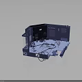 Sci Fi Damaged Control Room With Hanging Wires And Broken Equipment 3d model
