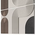 Square Rug With Modern Geometric Curved Lines And Neutral Brown Black Beige Patterns 3d model
