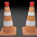 Practical Road Facilities With Orange Traffic Cones Red Top Caps And White Reflective Stripes