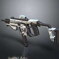 Futuristic Metallic Gun Design With Tactical Scope And Ergonomic Grip