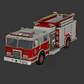 Red Diecast Fire Truck Model With Detailed Features And Shiny Surface Reflection 3d model