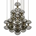 Modern Amber Glass Pendant Lights With Spherical Cluster Design