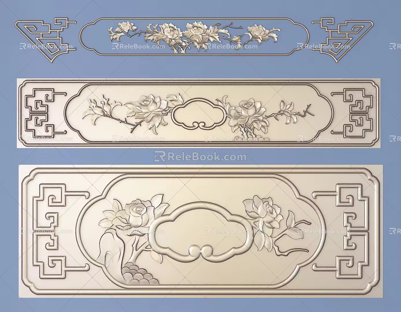 Chinese-style Metal Carved Traditional Pattern Carved Pattern 3d model