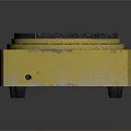 Yellow Square Base Electrical Heating Plate With Black Circular Panel And Red Triangular Warning Sign