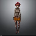 Anime Style 3D Character With Pink Hair Turtleneck Top Orange Skirt And Brown Boots