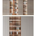 Modern Open Shelf Bookcase With Books Decorative Items And Small Plants 3d model