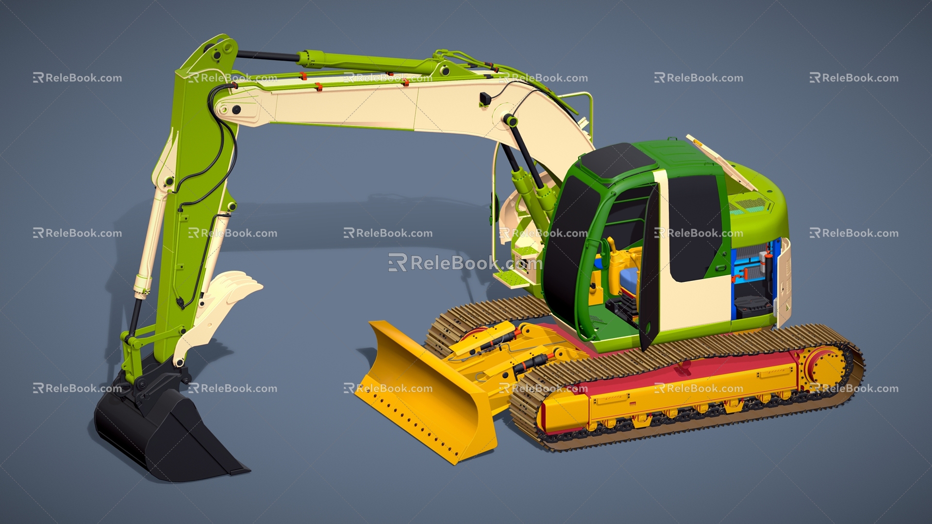 Excavator 2 Industrial equipment Mechanical device Forklift 3d model