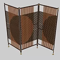Elegant Modern Bamboo Room Divider With Geometric Pattern And Folding Panels 3d model