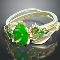 Elegant Gold Ring With Twisted Bands Green Gemstone Center And Accent Stones
