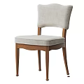 Modern Wooden Armchair And Side Chair With Light Gray Fabric Upholstery And Curved Legs