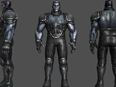 Detailed Armored Male Game Movie Character Costume Design From Three Angles 3d model