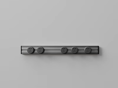 Black Switch Panel with Five Circular Switches Long Strip Modern Minimalist Design for Home Interior 3d model