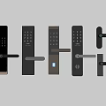 Various Smart Door Handles With Digital Keypad And Modern Security Designs 3d model